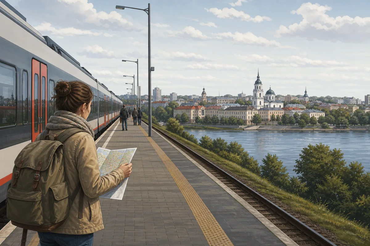 Illustration einer vorbereiteten Bahnreise nach Mogilev